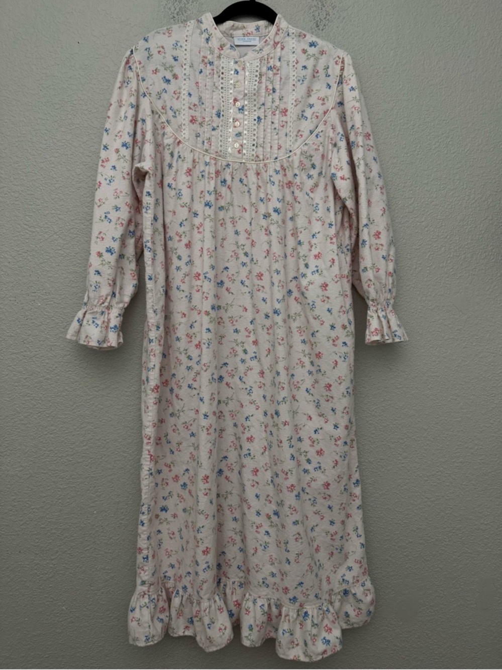 Erika Taylor Cotton Flannel Nightgown Floral Print Large Cottagecore‎ Victorian
